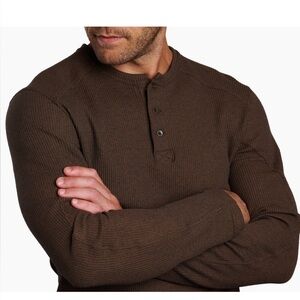 Kuhl Konflikt Henley Brown Waffle Knit Henley Long Sleeve Shirt